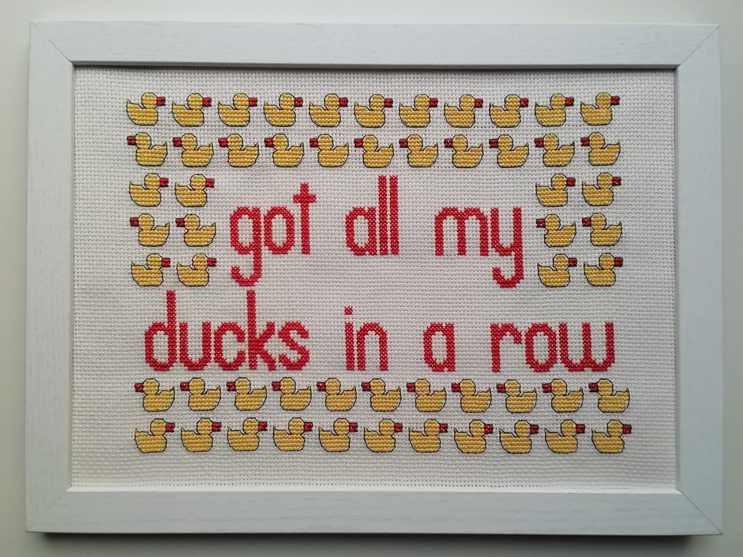 cross stitch of rubber ducks